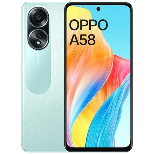 OPPO A58 (Dazzling Green, 6GB RAM, 128GB Storage) | 5000 mAh Battery and 33W SUPERVOOC | 6.72″ FHD+ Punch Hole Display | Dual Stereo Speakers with No Cost EMI/Additional Exchange Offers